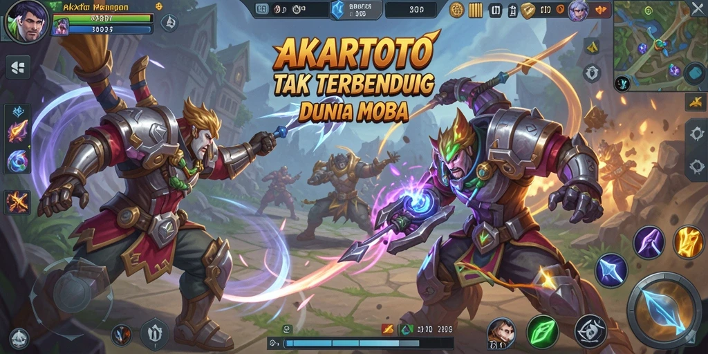 Tampilan seru gameplay MOBA AKARTOTO yang menegangkan.