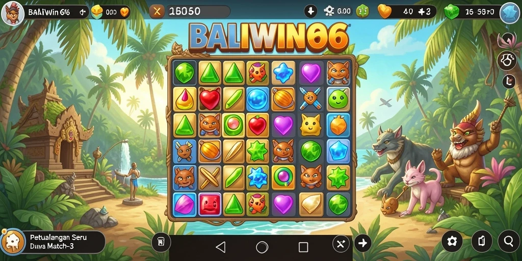 Screenshot gameplay <strong>BALIWIN66</strong> menunjukkan kombinasi warna yang cerah dan tantangan yang mengasyikkan.