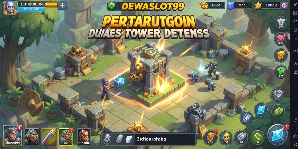 Tangkapan layar DEWASLOT99 menampilkan aksi menara pertahanan yang strategis.