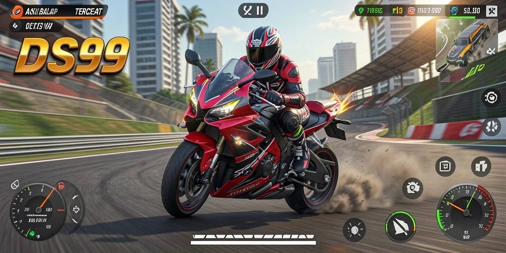 Gameplay menegangkan balap motor di DS99.