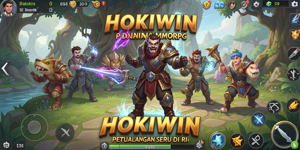 Screenshot HOKIWIN menampilkan aksi pertempuran yang mendebarkan di dunia MMORPG.