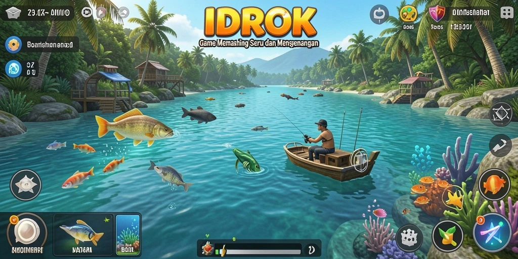 Tangkapan ikan yang berwarna-warni dalam gameplay IDROK.
