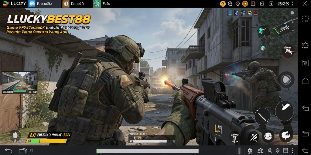 Gambaran gameplay seru dalam LUCKYBEST88 dengan aksi tembak menembak.