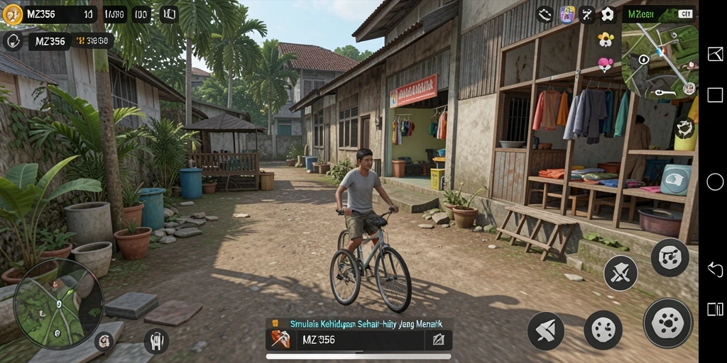 Tangkapan layar MZ356 menampilkan gameplay simulasi kehidupan yang menarik.