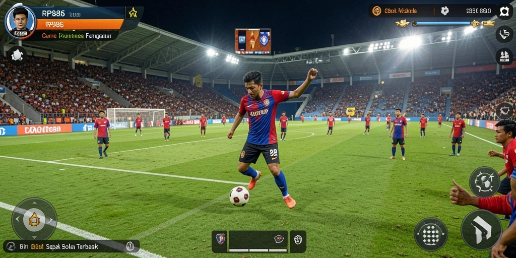 Gameplay mendebarkan dari RP886 dalam aksi sepak bola.