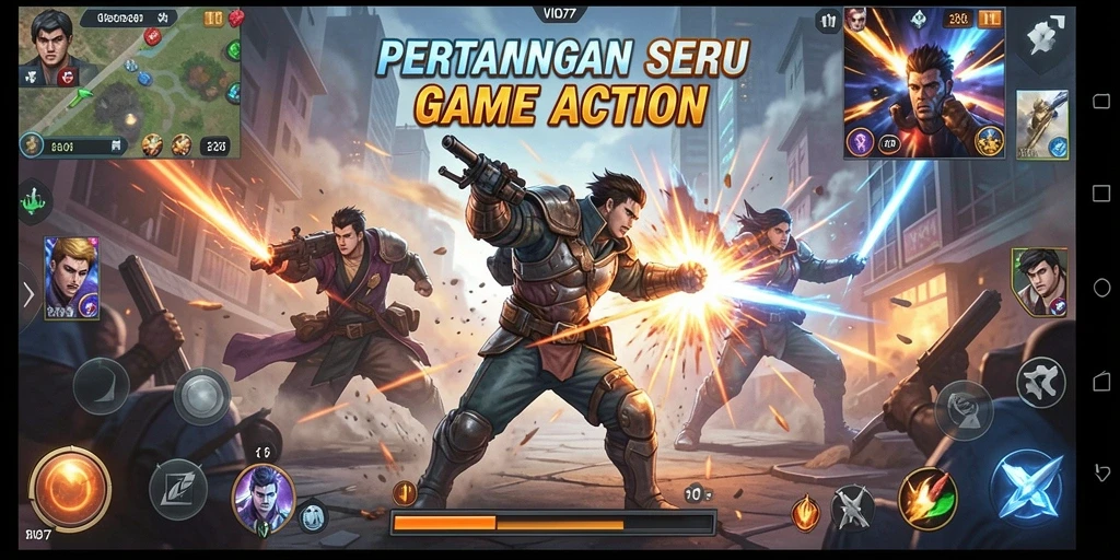 Tampilan layar gameplay aktif dan mendebarkan dari VIO77.