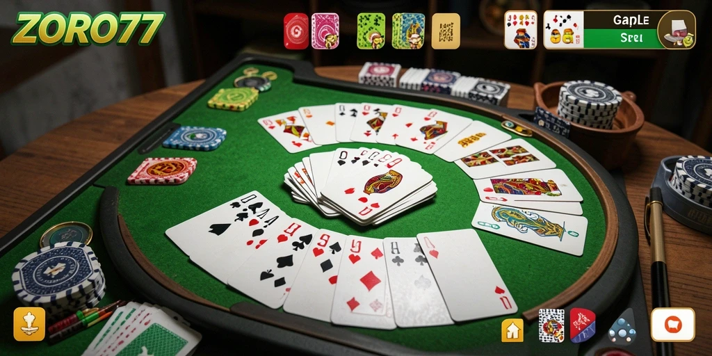 Screenshot gameplay menampilkan suasana bermain Gaple yang seru.